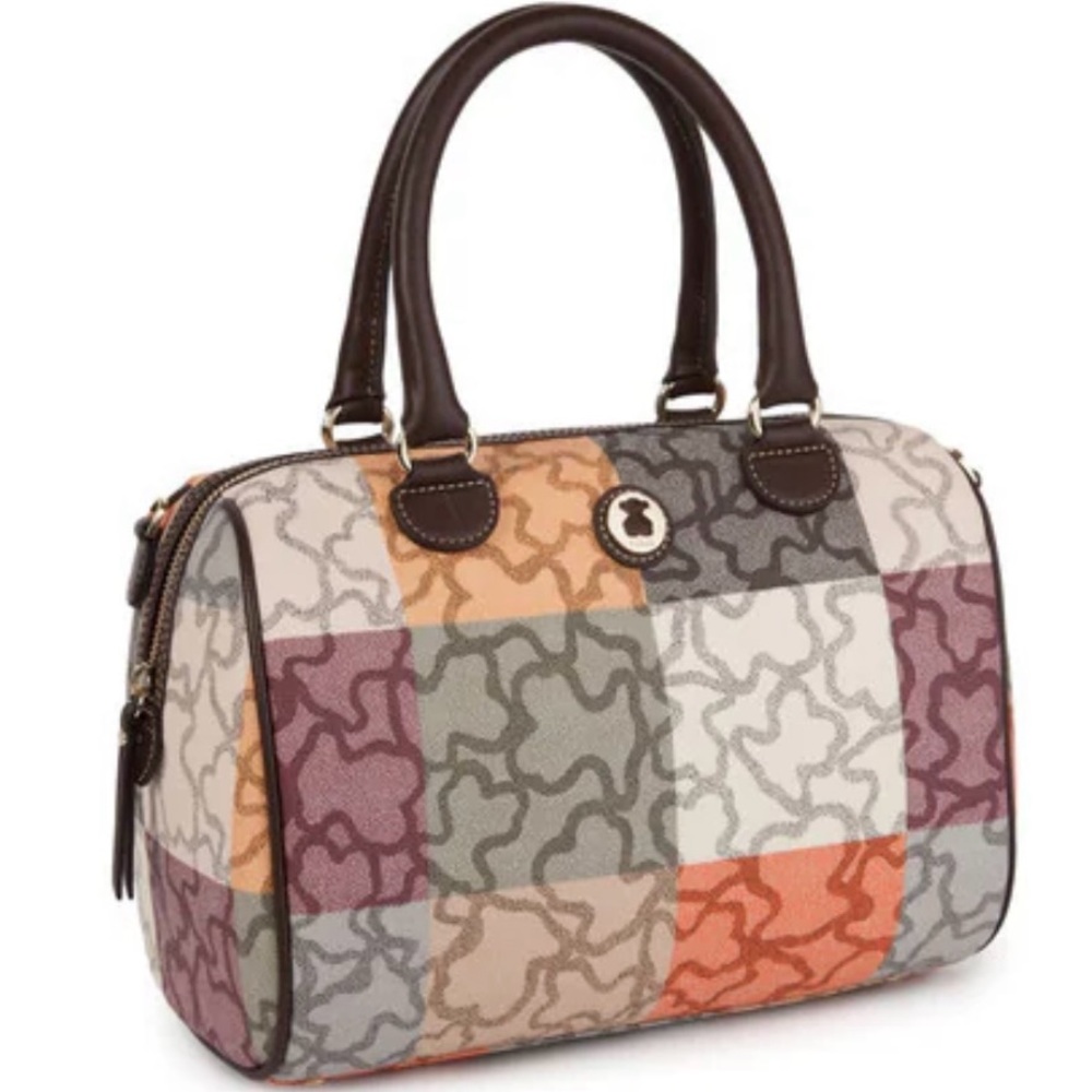 TOUS Orange-Brown Colored Canvas Kaos Cuadrados Bowling Bag